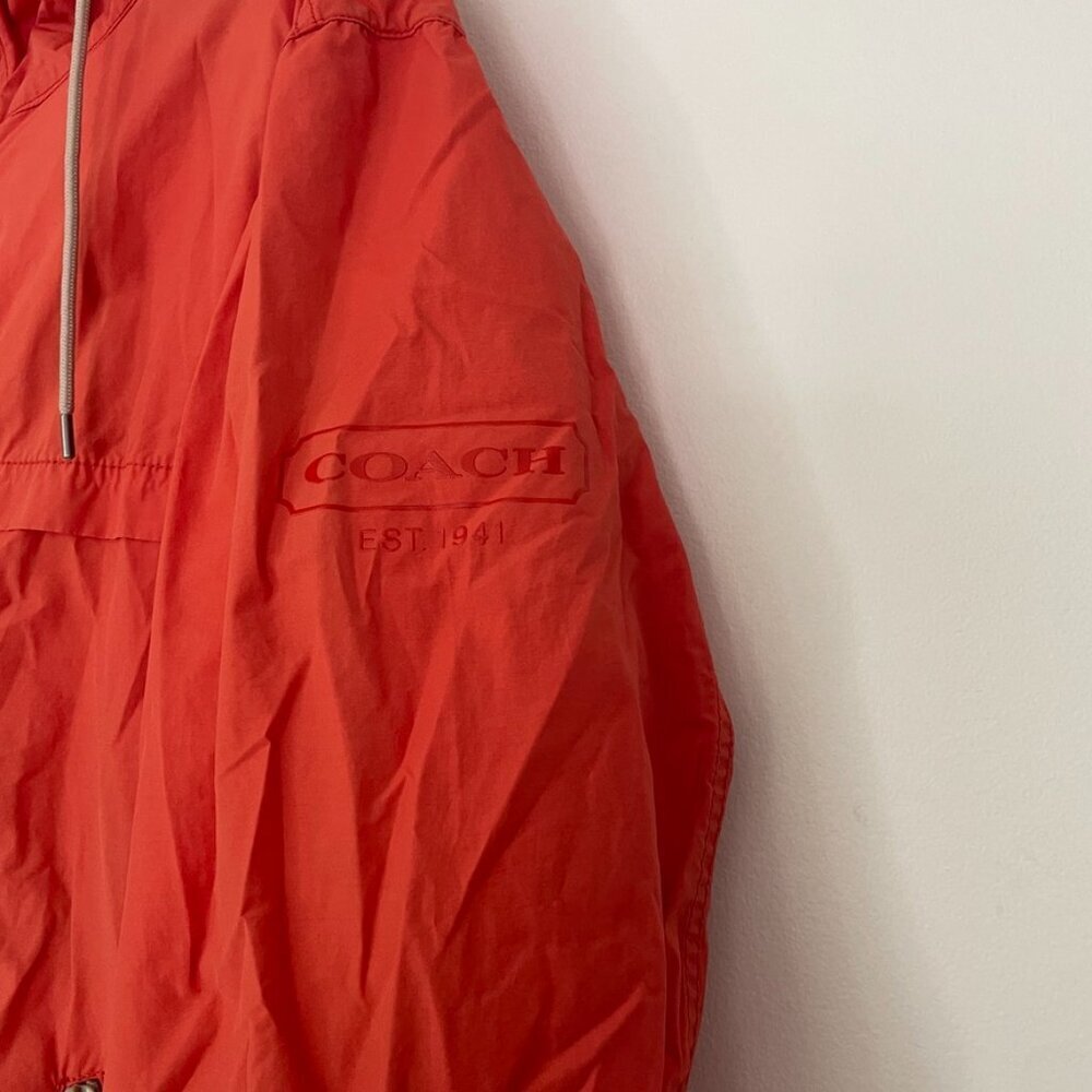 COACH Jacket Women Small Orange Hooded Full Zip Windbreaker Outdoor Designer - Picture 16 of 16